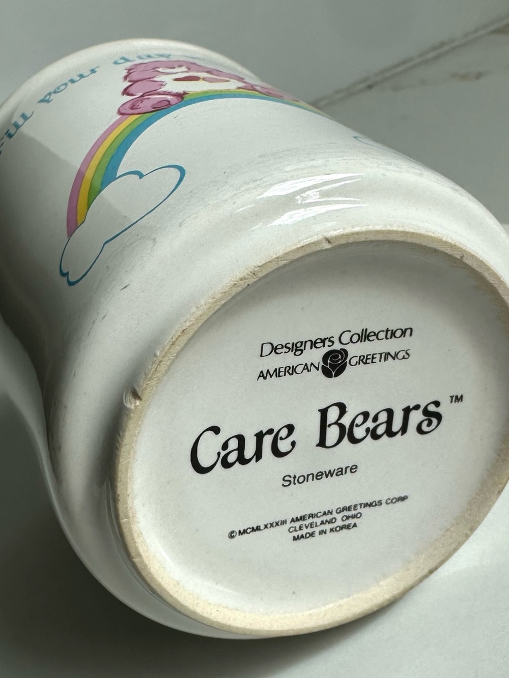 Vintage 1983 Care Bears Love-a-Lot Bear Mug American Greetings Heart Handle - Picture 4 of 4